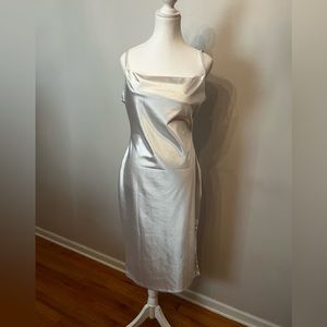 Women's Sleeveless Spaghetti Strap Satin Dress